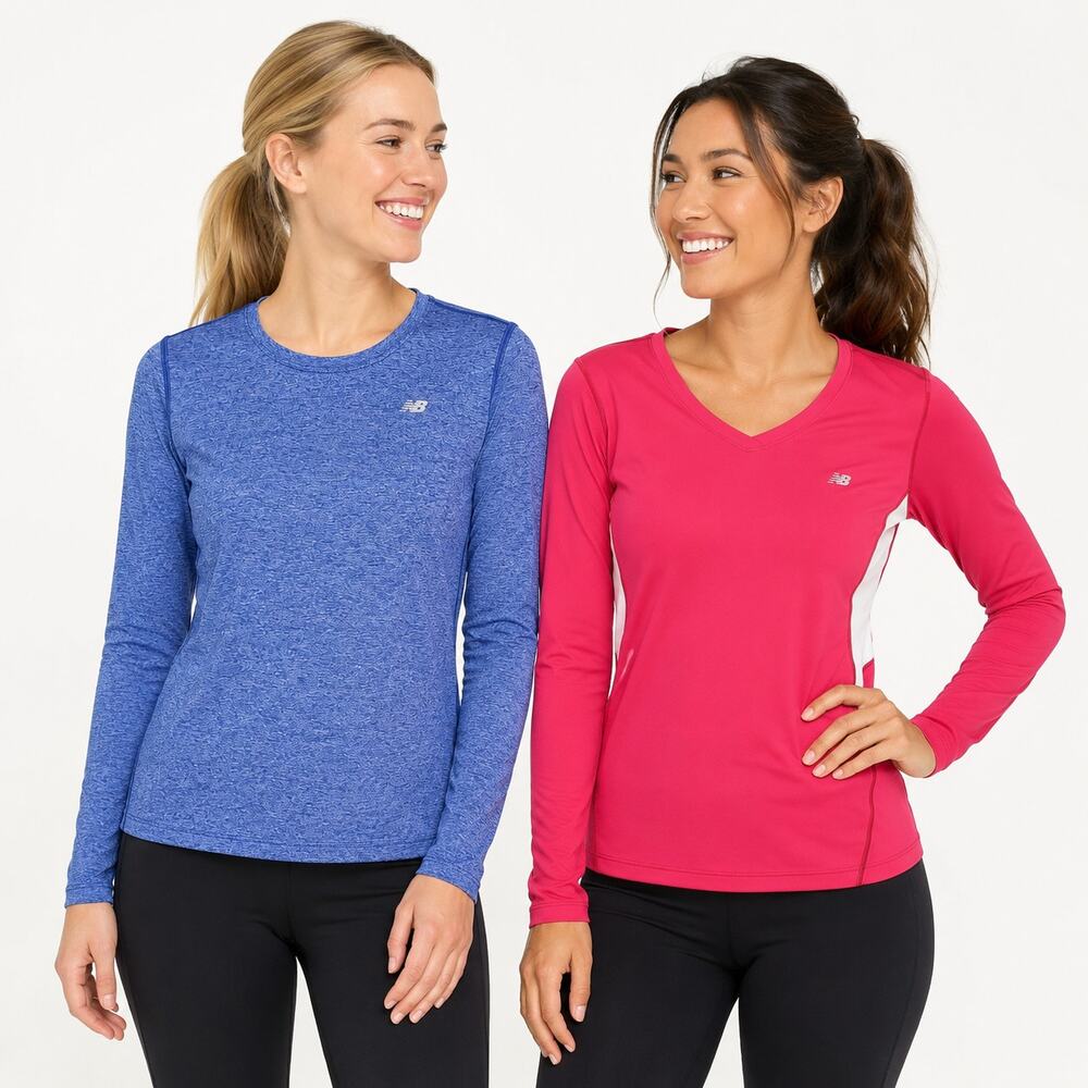 Y2K New Balance Women's Junior's Tee Top Size L Activewear Long Sleeve Lot of 2